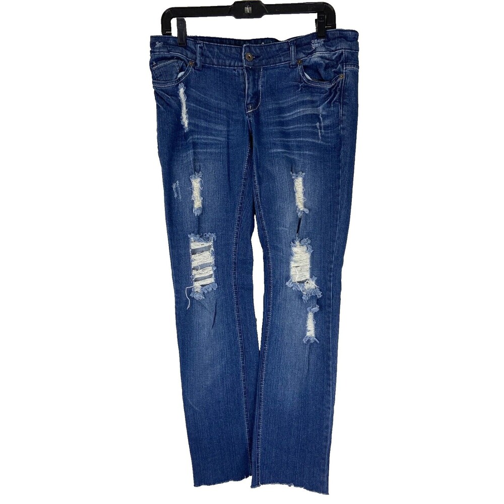 Blues Society Women Jeans Size 7/8 Distressed Low Rise Straight Leg